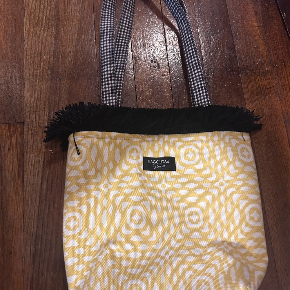 Yellow and Black Patterned Tote